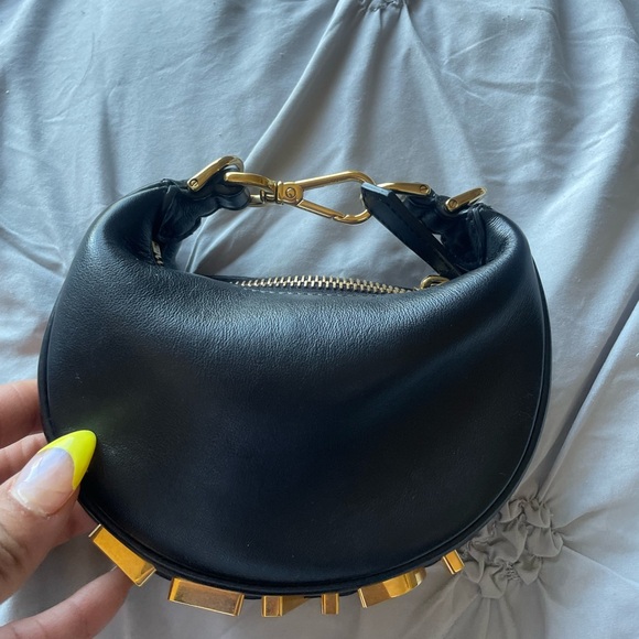 Fendigraphy Nano Black Bag with Gold Lettering - Picture 3 of 9